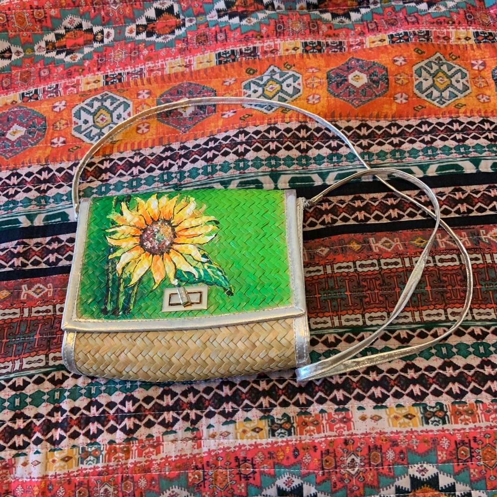 Sunflower straw purse.
